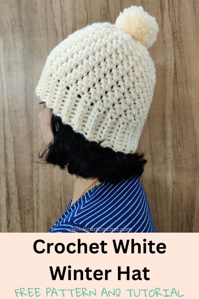 crochet white winter hat